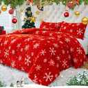 YIYEA Christmas Fluffy Queen Size Comforter Set, Luxury Faux Fur Comforter, Ultra Soft Plush Fuzzy Velvet Bedding Comforter Sets for Fall Winter, Cozy Warmth, No Shedding, 3PC, Queen