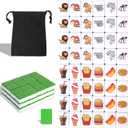 GRACIAS 2 Players Mahjong Block Set, Mahjong Tile Game with 50 Premium Green Tiles(30mm) Animal and Food Pattern, Portable Mahjongg Set with A Carry Bag