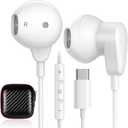 USB C Headphone for iPhone 16 Pro Max 16e 15 Plus for Samsung S25 S24 S23 FE S22 S21 A16 A53 A54 Galaxy Z Flip 6 Type C Earphone with Mic Control Noise Cancel Wired Earbuds for iPad 10 11 Pixel 7 8 9 (White)