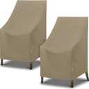 SunPatio Outdoor High Back Chair Covers, Heavy Duty Waterproof Stackable Patio Furniture Covers, All Weather Protection, 2 Pack -27" W x 30" D x 42" H, Taupe