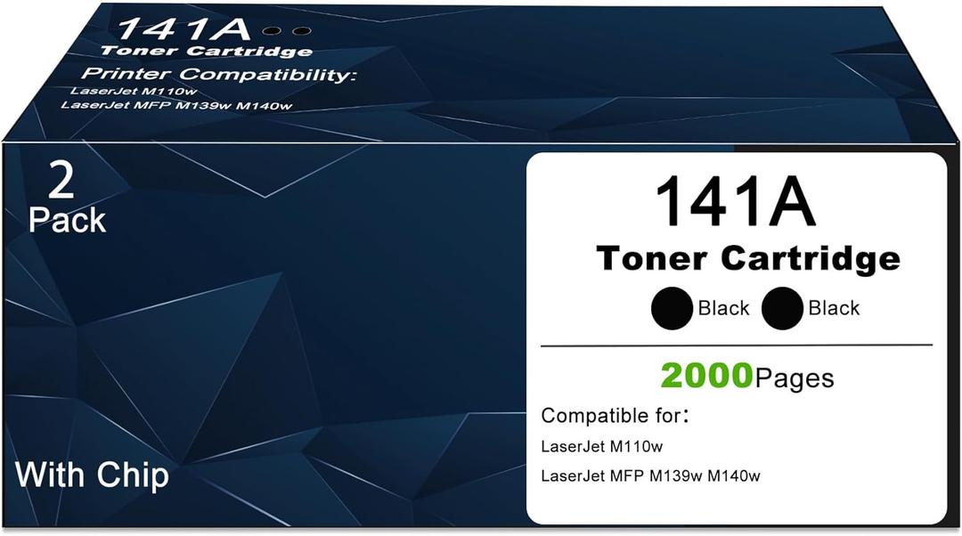 141A Black Toner Cartridges Replacement for HP 141A W1410A 141X W1410X Toner Compatible with LaserJet M110w Series Printer, Compatible with MFP M139w M140w Series Printer - 2 Pack High Page Yield