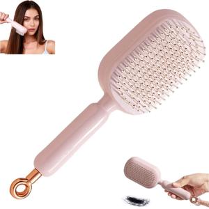 Self Cleaning Hair Brush, 2026 Upgrade Retractable Cushion Massage Comb, Anti Static Self Cleaning Hair Brush, Hairs Styling Tools for All Hairs Types, One-pull