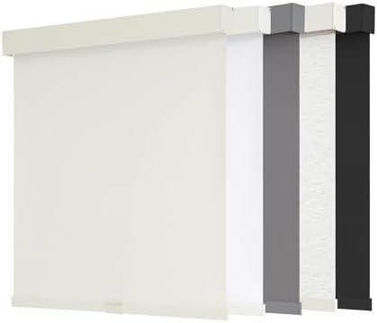 AOSKY Blackout Roller Shades Cordless Blinds for Windows, Free-Stop Shades with Valance, Thermal Insulated Fabric, UV Protection, Natural Woven Blinds for Home and Office (24" W x 72" H, Ivory)
