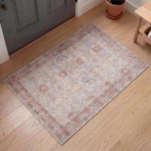 Kuden 2x3 Small Rug, Machine Washable, Non-Slip Backing, Vintage Style, Soft, Low Pile, Area Rugs for Entryway Kitchen Indoor Entrance
