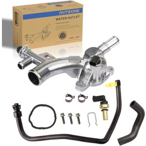 MITZONE Upgraded Aluminum Coolant Housing Compatible with 2011-2020 Chevrolet Cruze Sonic Trax Volt Buick Encore 1.4L with Inlet Hose and Oil Cooler Hose Replace 25193922 902-846