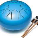 Lronbird Steel Tongue Drum Percussion, 6 Inch 8 Notes Musical Instruments, Music Gifts for Family Friends (Blue)