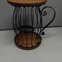 WRINGKIT Rustic Coffee Pod Holder with Lid, K Cup Pods Holder for Counter, Large Capacity Black Wire Coffee Pod Filter Storage Basket for Espresso Capsule, Wooden Base