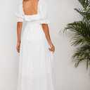 R.Vivimos Women Summer Half Sleeve Cotton Ruffled Vintage Elegant Backless A Line Flowy Long Dresses (White, XL)