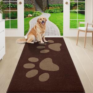 Buganda Dog Door Mat for Muddy Paws, Absorbent Dirt Trapper Washable Indoor Doormats, Non Slip Low-Profile Mud Mat for Dogs, Front Entrance Doormat for Inside Floor (59x24 Inches, Brown)