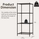 Wire Storage Standing Shelf Rack Tower, Corner Metal Shelving Unit with Adjustable Shelves, Space-Saving Organizer for Garage, Kitchen, Bathroom, 23.5 * 23.5 Inch