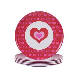 Yinshine Melamine Plates Set for Holiday10 Inch Melamine Dinner Plate Set6 PCS Dinner Dishes Set, Dishwasher Safe,Unbreakable,LightweightPink Heart Design
