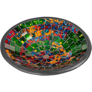 Red Co. Glass Mosaic Ceramic Decorative Accent and Centerpiece Bowl - Round 8 inches (C6 Acid Splatter)