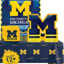 Michigan party supplies with Michigan tablecloth plates and napkins (37 piece set) for graduation, football tailgating, and birthday party decorations (Serves 12) (Michigan Wolverines)