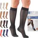 Truform Sheer Compression Stockings, 15-20 mmHg, Women's Knee High Length, 20 Denier, Charcoal, Small