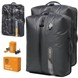 IKYWT Vacuum Seal Bags for Travel w/Rechargeable Pump, 18L Compression Packing Cubes for Carry-On Suitcase & Travel Backpack, Reusable IP67 Waterproof Vacuum Storage Kit, Gift Set (2-Pack)