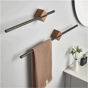 Bath Towel Holder, Adjustable Towel Bar, Stainless Steel Wall Mount Towel Holder, Self Adhesive Bathroom Towel Holder, Bath Towel Bar Towel Hanger for Bathroom 1 Pack( Black 20 Inch)