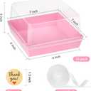 Kucoele 7 x 7 x 4 Inches Pink Paper Cake Boxes with Clear Lids, 20 Pack Square Charcuterie Boxes Disposable To Go Food Containers for 4-6 Inch Cake, Jumbo Cupcakes, Bakeries