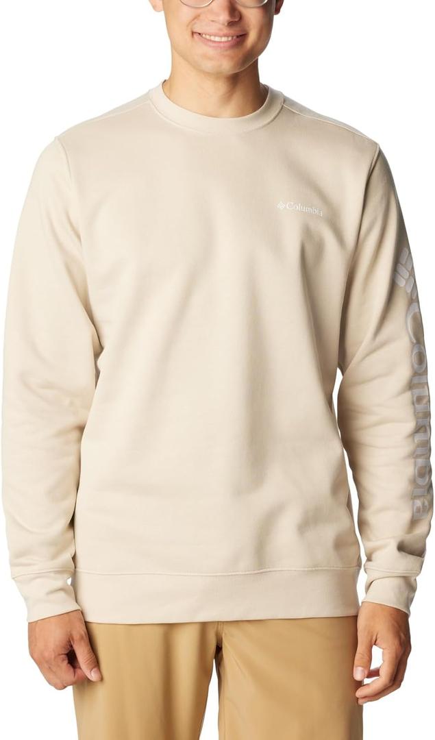 Columbia mens Trek Crew (Small, Dark Stone/Csc Sleeve Logo)