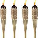 Rum Brand Bamboo Torches for Outside Patio - No Mosquitos - Includes Metal Canister with Wick Cover - Great for Outdoor Decor & Parties - Wide Mouth Easy Pour Deluxe Canister- 50 Inches (4 pack)