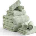 8 Piece Bath Towel Set-2 Oversized Bath Sheets(35"x70"), 2 Hand Towels, 4 Washcloths-Extra Large Microfiber Towel Sets, Less Lint Highly Absorbent & Quick Dry Bath Towels for Bathroom Gym Pool, Green