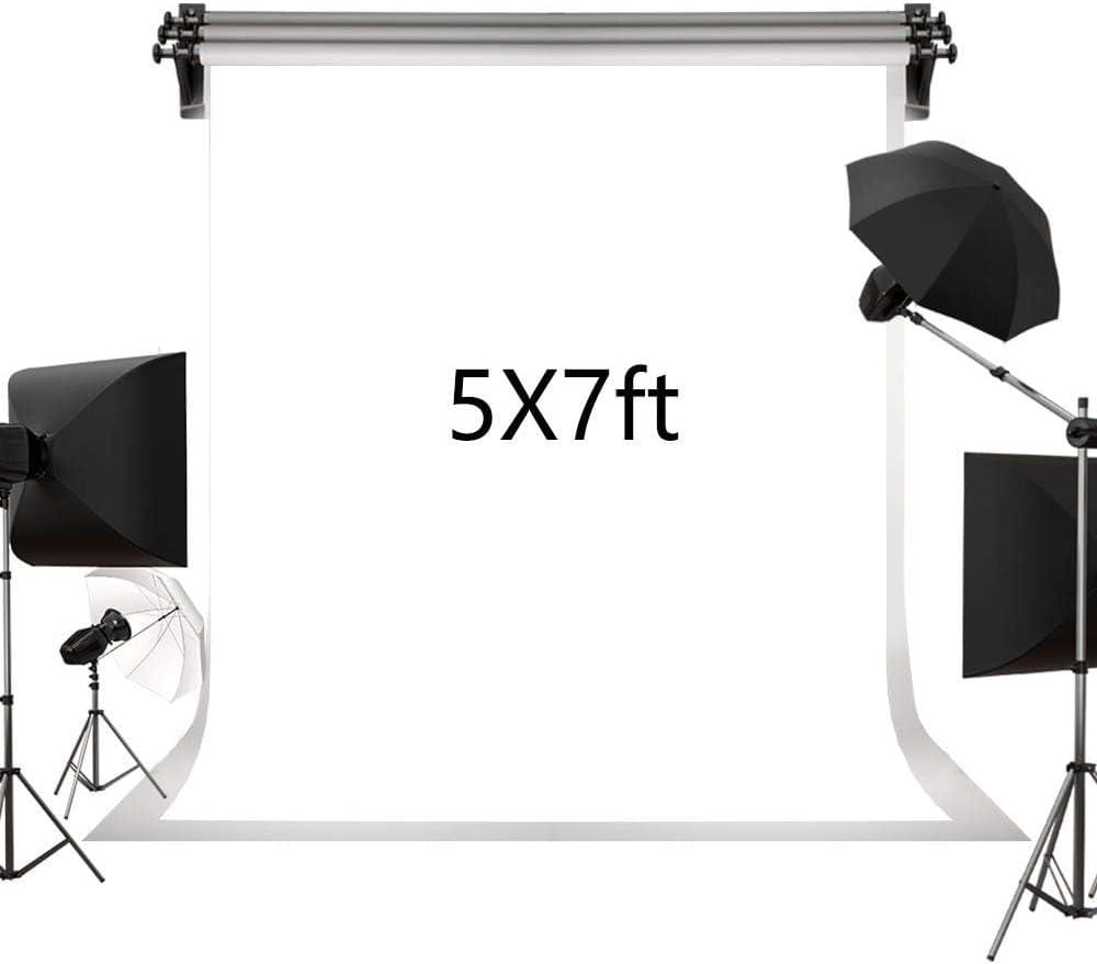 Kate 5ft7ft Solid White Backdrop Portrait Background for Photography Studio Children and Headshots Background for Photography Video and Television (5ftX7ft)