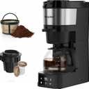 Morpilot 2-Way Coffee Maker, Compatible with K-Cup Pods or Grounds, Compact Drip Coffee Machine with 20oz/600ml Carafe Sizes, 4 Temperature Settings, 60 Min Keep Warm