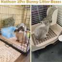 kathson 2PCS Large Rabbit Litter Box Trainer, Potty Corner Toilet with Drawer Bigger Pet Pan for Adult Hamster, Guinea Pig, Ferret, Galesaur, Bunny and Other Animals (Blue,Brown)