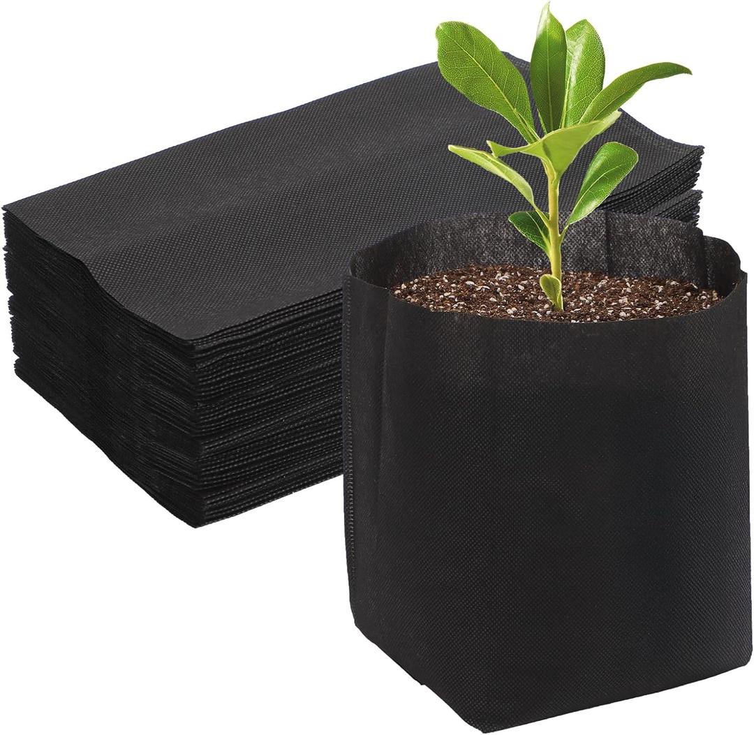 GREANER 12.2x11.4 Inch Nursery Growing Bags, 50 PCS Breathable Non-Woven Garden Grow Bags, Outdoor Reusable Plant Seeding Bags for Tree, Vegetable, Flower, Seeds, Plant Grow(Black)