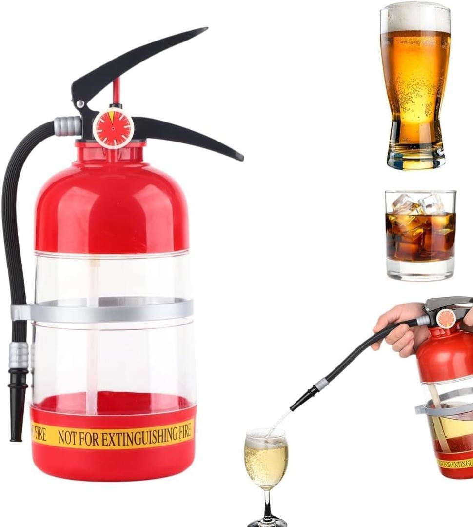 2L Whiskey Decanter, Portable Fire Extinguisher Container Funny Beer Dispenser for Home Party Beer Dispenser Barrels Bar Beverage Liquor Rack Machine for Spirits Drinks