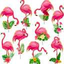 36pcs Glitter Pink Flamingo Cupcake Toppers Decoration Flamingo Themed Birthday Party Supplies Flamingo Party Cupcake Toppers Decorations for Hawaiian Tropical Theme Party Baby Shower Supplies