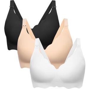 Angelhood Nursing Bras for Breastfeeding Ultra Comfort Seamless Maternity Bra Pack Wireless Pregnancy Bralette Bra Extender (XL)