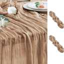 Wokceer Cheesecloth Table Runner 2Pack 10FT Nude Brown Boho Gauze Cheese Cloth Table Runner for Party Long Rustic Sheer Table Runners for Baby Bridal Shower Wedding Easter Table Decor