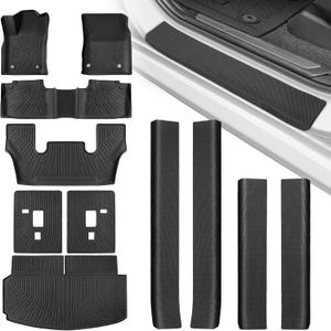 TAPTES Floor Mats for Dodge Durango 6 Seats 2026 2025 2024-2016 with 4 Door Sill Guards, All Weather Floor Liners with Cargo Trunk Mat & Seat Backrest Protector, Full Set Accessories for Dodge Durango
