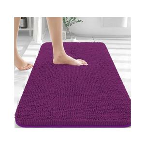 OLANLY Bathroom Rugs 30x20, Extra Soft Absorbent Chenille Bath Rugs, Rubber Backing Quick Dry, Machine Washable Bath Mats for Bathroom Floor, Tub and Shower, Home Decor Accessories, Purple