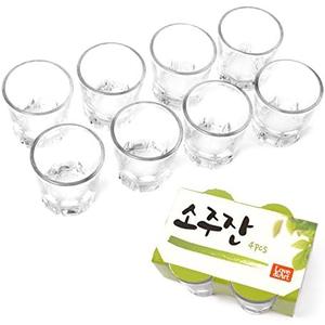 Korean Soju Shot Glasses Set, Also for Whiskey,Tequila,and Liquor, Dishwasher Safe Clarity Glassware, 1.7 oz (8PCS)
