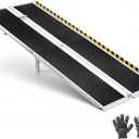 VEVOR 7FT Portable Wheelchair Ramp, Smooth Door Access No Blocking Design, 800 LBS Heavy Duty Non-Slip Threshold Ramp for Home Steps, Stairs, Doorways, Scooter, Curbs