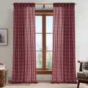 NICETOWN 84 Inches Long Buffalo Plaid Light Filtering Window Curtains,Farmhouse Rod Pocket Back Tab Drapes for Bedroom Livin Room, Privacy Window Treatment Set, 52" W x 84" L, Christmas Red