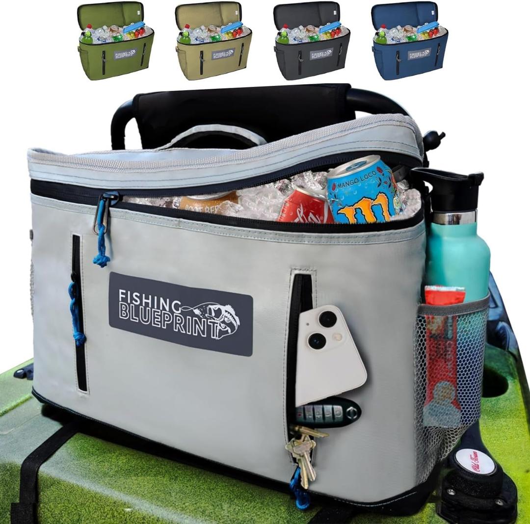 Kayak Cooler Behind Seat  Small Portable Cooler Bag for Kayak Seat Storage, Kayak Accessories for Fishing, Kayak Crate, Insulated Soft Sided Cooler Bag for Paddle Board Cooler - Fishing Blueprint Kayak Cooler Behind Seat  Small Portable Cooler Bag for Kayak Seat Storage, Kayak Accessories for Fishing, Kayak Crate, Insulated Soft Sided Cooler Bag for Paddle Board Cooler - Fishing Blueprint