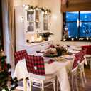 CCINEE 6pcs Christmas Chair Back Cover, Black and Red Grid Chair Slipcovers Hat Buffalo Plaid Christmas Back Covers Christmas Dining Chair Protector Elastic for Dining Room Xmas Party Table Decor