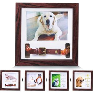 KCRasan Pet Memorial Picture Frame - Sentiment Frame for Loss of Dog or Cat Gifts - Pet Collar Frame Remembrance Sympathy Tribute Keepsake, Mahogany