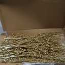 24 Pack Artificial Glitter Berry Stem Ornaments - 17.5 Inch Fake Christmas Picks Decorations with Poinsettia Flowers, Bead Sticks for DIY Christmas Tree, Wreath, Wedding & Small Vase Decor (Gold)