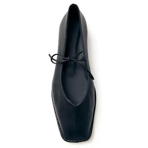 ETPSJKR Women's Lace Up Ballet Flats Square Toe Slip On Ballerina Shoes Cute Bow Tie Mary Jane Comfy Casual Office Flat Shoes Black, Size 6