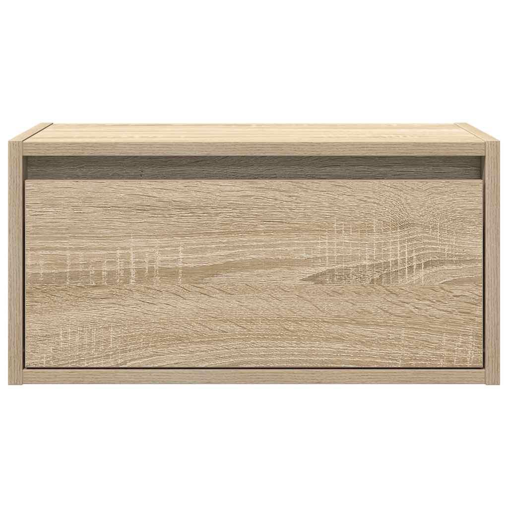Wall-mounted Bedside Cabinet with LED Lights Sonoma Oak vida XL