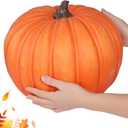 Artificial Pumpkin Orange Realistic Foam Pumpkin Fall Decor Fake Fruit Vegetable for Harvest Thanksgiving Party Christmas Decoration,(Size:11.8W x 9.8H)