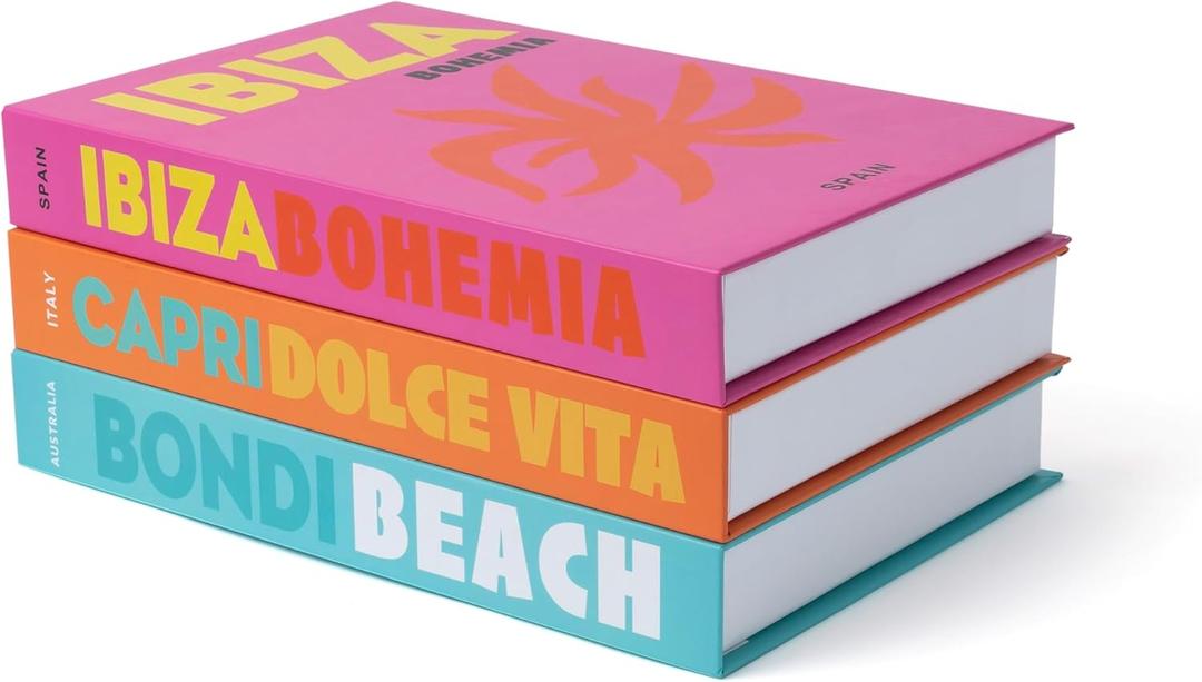 TwoDays Preppy Room Decor Aesthetic, Decorative Books, Coffee Table Books Decor, Faux for Decoration, Bookshelf Fake Stuff, Things. (Set of 3) (Pink)