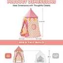 Hallo Deer Kids Play Tent, Princess Castle Pop Up Tent Kids with Star and Window, Portable Toddler Play Tent Indoor Outdoor, Playhouse Indoor Games for Boys & Girls Gifts (Strawberry Pink), 43.31×43.31×61.02 inch