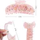 3Pcs Acrylic Hair Claw Clips - Medium Hair Clips Banana Clip for Women with RhinestonesStars Moon pattern