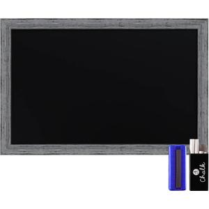 HBCY Creations Rustic Grey Wooden Magnetic Wall Chalkboard, Extra Large Size 24" x 36", Framed Decorative Chalkboard - Great for Kitchen Decor, Weddings, Restaurant Menus and More! (24" x 36")