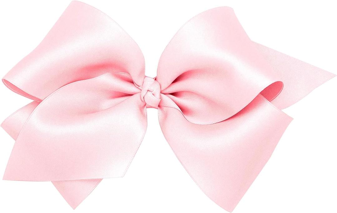 Wee Ones Girls' French Satin Hair Bow with a Knot Wrap Center, No-Slip Hair Clip, Handmade