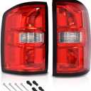 Tail Lights w/o Bulbs Compatible with GMC Sierra 1500 2014-2018/ GMC Sierra 2500 HD 2015-2019/ GMC Siera 3500 HD 2015-2019 Red lens Clear Bottom